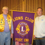 Perry Lions Club member Jack Shelker, left, welcomed Mike Phelan, owner of Beaver Creek Produce in Berkley, to a recent meeting.