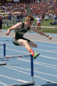 Senior Kaleb Noel set a new W-G school record of 55.7 seconds in the 400 hurdles Friday at the state track meet in Des Moines.