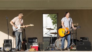 Jason Reed and Darren Matthews are Glovebox Whiskey, a band specializing in Americana roots rock, entertained the crowd at the first Friday Fest in Pattee Park..