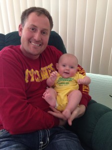 Jeff Huitt of Perry, owner of Tri-County Ag and Huitt Farms Inc., is a Iowa State Cyclone fan, and his little niece Arden is clearly a Huitt Farms fan.