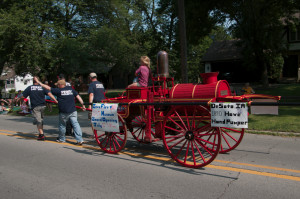 The restored 1890 Howe hand pumper was a crowd favorite in the Fourth of July parade.