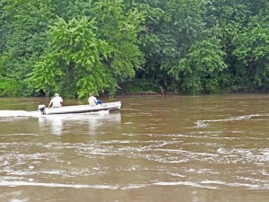 Glenn Peterson and Chris Laws headed upstream to look for calmer water.