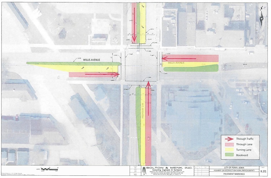 The intersection at First and Willis avenues in downtown Perry will be redesigned.