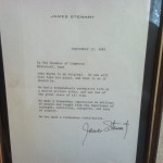 Letter to the Winterset Chamber from film star Jimmy Stewart.