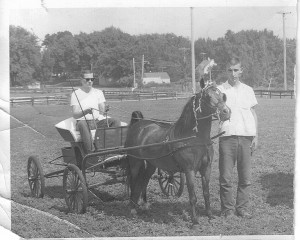 Chuck Schott, right, and Doug Bruce, horsemen from their youth, posed in 1961 with a hackney pony, a gift from Bruce's grandfather, Perry factory owner W. H. Osmundson.