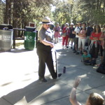 A park ranger responding to questions during a Ranger Talk.