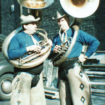 William Bell, left, and George Black dressed the part to play in a rodeo band in the old Madison Square Garden in New York City in the 1940s. Photo courtesy of Abe Torchinsky