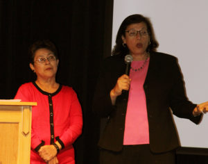 Pulitzer Prize-winning author Sonia Nazario (right) visited Perry in October to discuss her 2006 book "Enrique's Journey." With Nazario is Carmen Ferrez, her former maid in Los Angeles, whose own tale of separation and loss helped inspire the stories that led to the publication of the book.