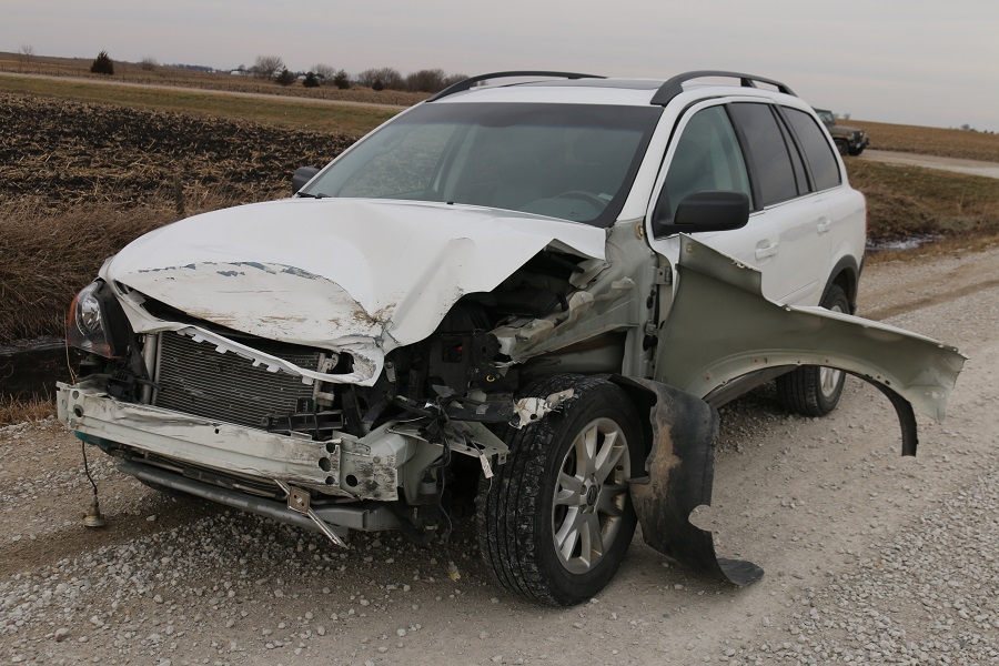 A Volvo SUV driven by Rick Soria of rural Minburn was involved in a collision shortly after noon Sunday.