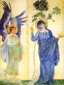 An angel spoke to Mary in the Annunciation.