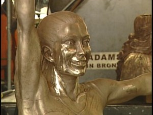 Stewart crafted a bronze statue of U.S. Gymnastics star Shawn Johnson. Photo: WKOW.com