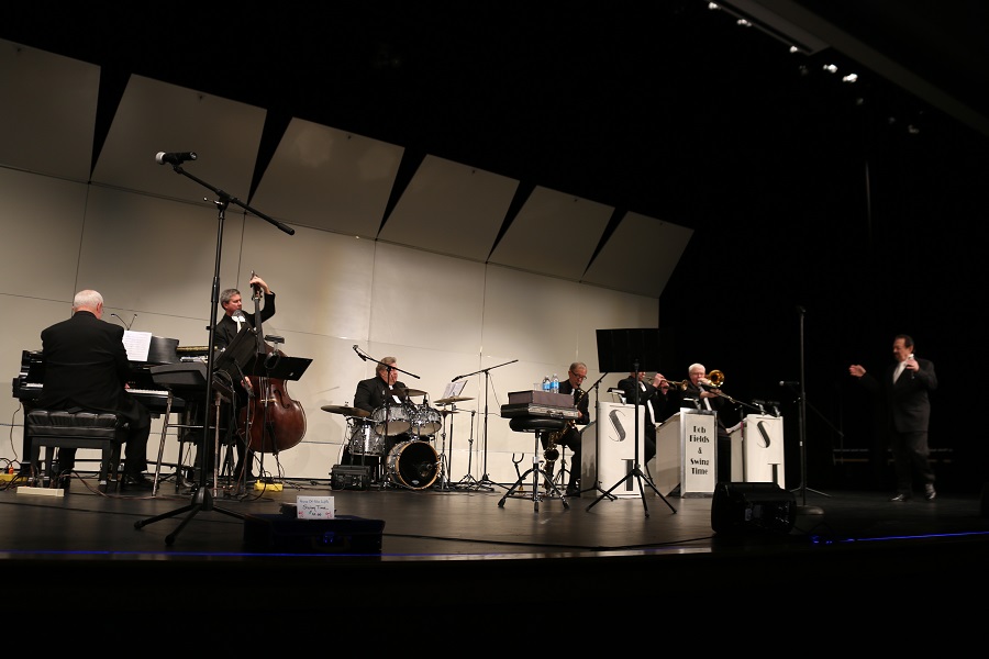 Bob Fields, right, and the Swing Time band performed many jazz and big band standards Sunday afternoon at the Perry Performing Arts Center in a Perry Fine Arts concert series show.