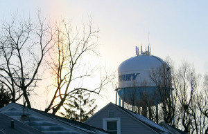 A sun dog brightens the winter sky over Perry.