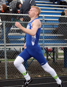 Bradley Godwin strides toward the finish of the 400 at the 9th Davis Relays March 31.
