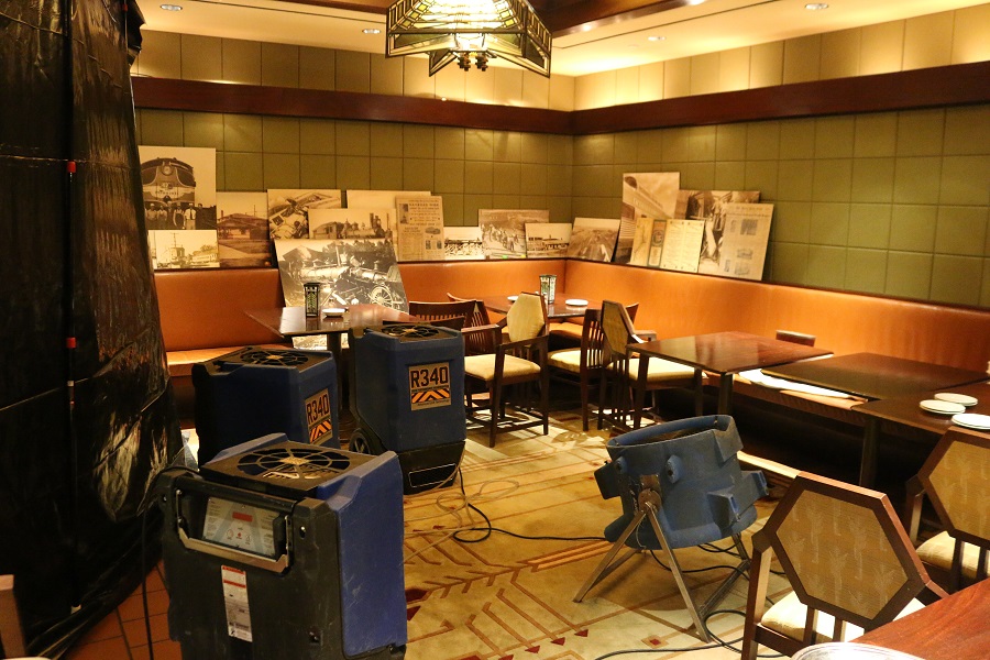 A portion of the Interurban Lounge was temporarily blocked off after a water leak on the third floor of the Hotel Pattee worked its way into the ground-floor lounge. The bar was reopened after thoroughly drying out.