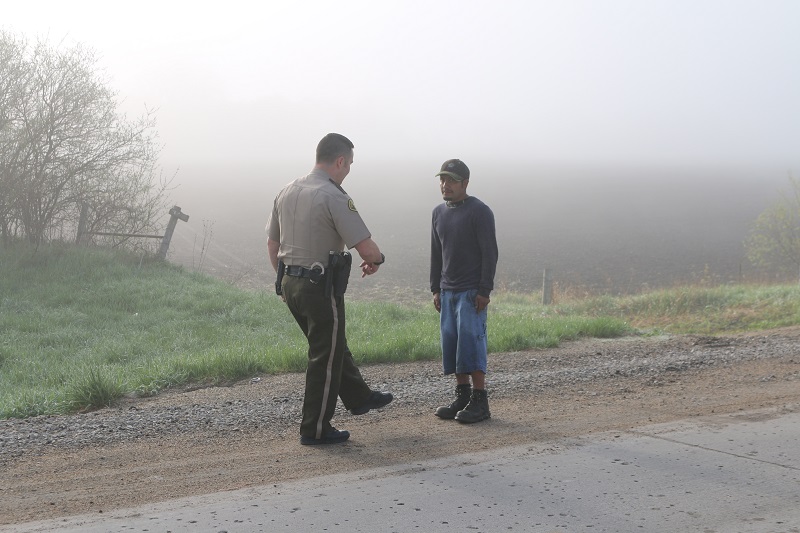 A Dallas County Deputy Sheriff administered a field sobriety test to the driver of a vehicle that left the roadway west of Granger about 7:30 a.m. Saturday.