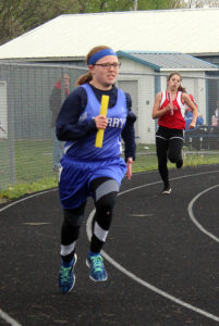Jayette seventh grader Kennedy Tunink runs in the 4x200 Thursday at the Mary Waggie Relays.