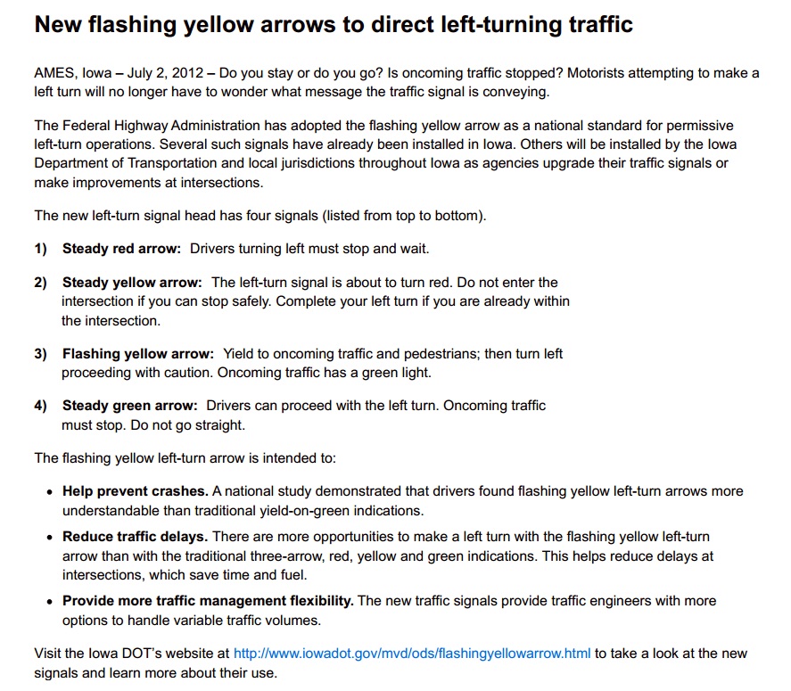 Flashing Yellow Arrow Signals explained