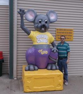 Dan also posed with the Osceola Cheese Co. mascot in Osceola, Mo., where we stopped for a bite to eat.