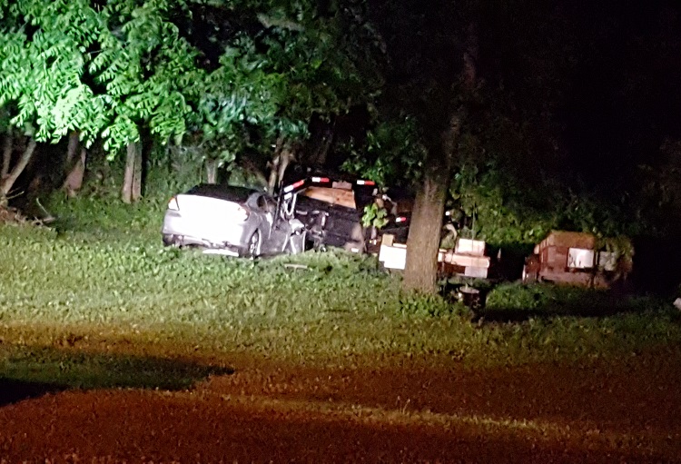 A vehicle came to rest about 50 feet off the roadway early Thursday after missing the turn at W. Third and Rawson streets in Perry.