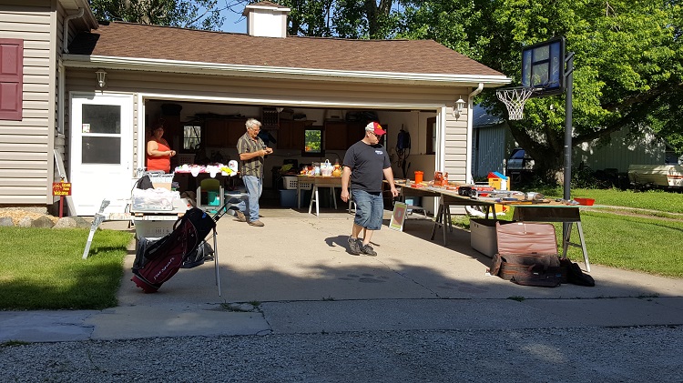 Bargain hunters were out early Saturday for the Minburn community-wide garage sale. 
