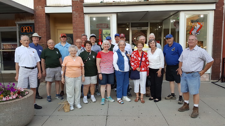After dining at the Hotel Pattee, members of the Hawk "A" Car Club of Cedar Rapids found a cool summertime treat at the Firehouse Ice Cream store, where they toured the Iowa Fire Museum next door.