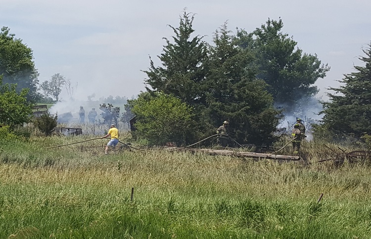Perry volunteer firefighters fought a field fire southwest of Perry Saturday afternoon.