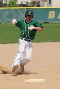 W-G senior Race Brant pulls up at third base after crunching a RBI-triple.