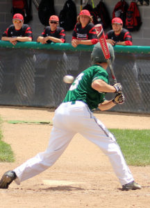 W-G's Marcus McConahay barely avoids being plunked in his second at-bat against Centerville Saturday.