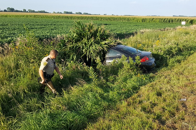 A Dallas County Deputy Sheriff searched a bean field Sunday evening for the missing and possible injured driver of Guthrie County vehicle.