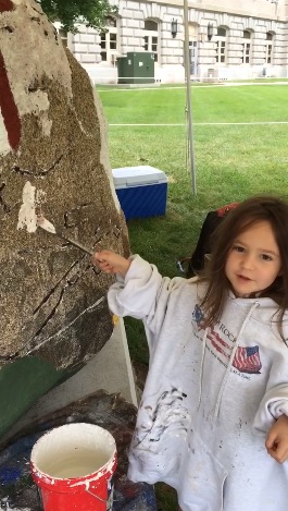 The Boone Freedom Rock was unveiled Aug. 1. Sorenson's daughter, Indie "Nugget" Sorenson, 2, is learning to help.