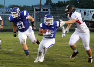 Bluejay defensive back Donald Chavez returned this first quarter interception 46 yards to set up Perry's second score against North Polk Friday.