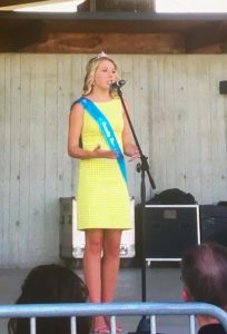 Dallas County Fair Queen Savannah David speaks during competition at the state fair. Photo submitted.