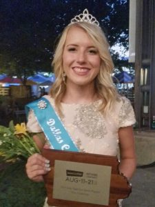 Woodward-Granger senior Savannah David, the reigning Dallas County Fair Queen, holds the plaque she received after being named "Miss Outstanding Leadership" at the Iowa State Fair Saturday. Photo submitted.