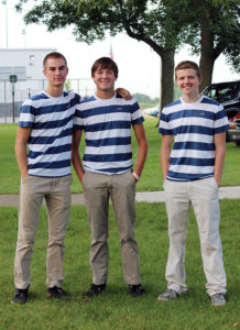 W-G seniors Marcus McConahay (left), Bodie Harrison (middle) and Cameron Hoyt opted to dress alike for their final day as high school students Monday. Photo courtesy Brenda Lesch