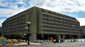 The Hubert H. Humphrey Building in Washington, D.C., designed by Marcel Breuer, is an example of American Brutalist architecture. It is now the headquarters of the U.S. Department of Health and Human Services. Photo by Matthew G. Bisanz