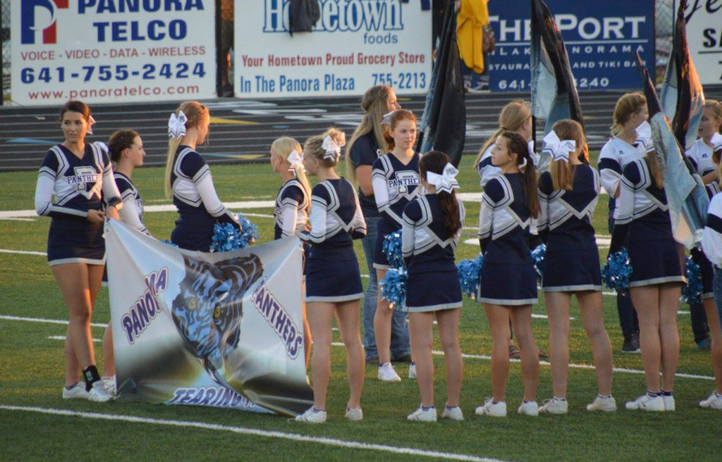 The Panorama cheerleaders wait for the Panthers to take the field last Friday. Photo courtesy Debra Grunsted.
