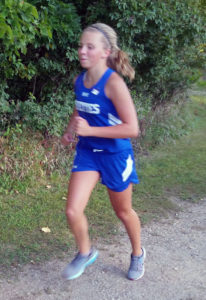 Perry freshman Molly Lutmer runs in the Greene County Invite Thursday. Photo courtesy Shaylena Bell.