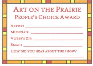 Visitors to the seventh annual Art on the Prairie festival in Perry Saturday and Sunday may choose their favorite art and artist by filling out a small form.