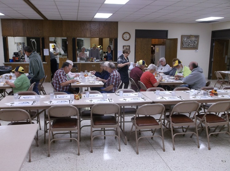 About 60 people enjoyed a spaghetti dinner Saturday night at the Rippey Lions Club annual fundraiser at the Rippey United Methodist Church.