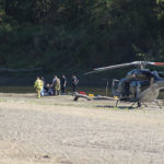 river rescue copter on sand