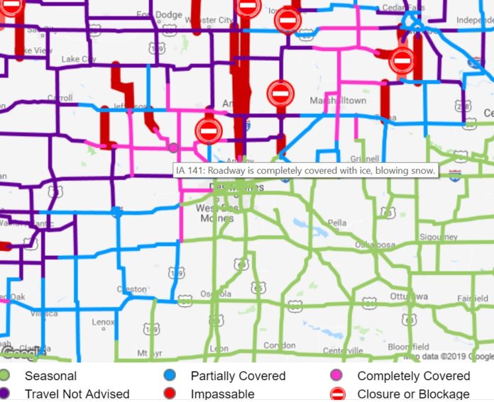 road conditions central iowa