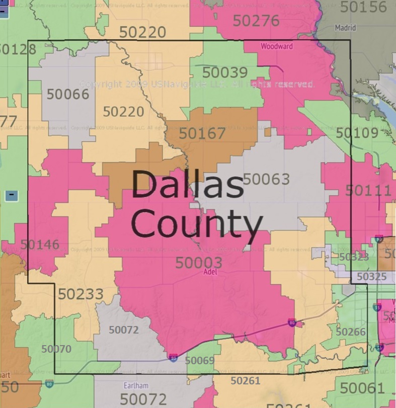 Dallas County Texas Digital Zip Code Map Gambaran