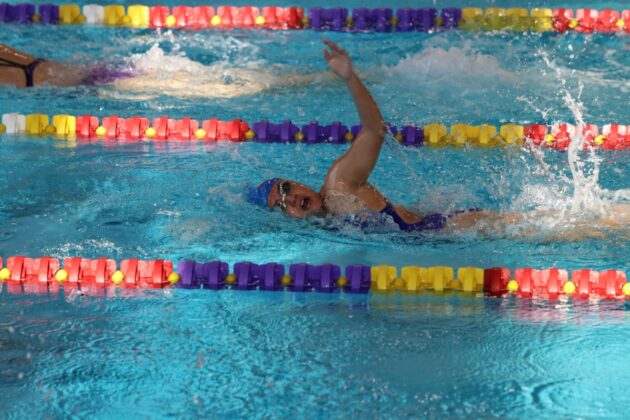 Ema Valenzuela-Flores swims the 100 Freestyle Thursday at Indianola High School. Photo courtesy PCSD